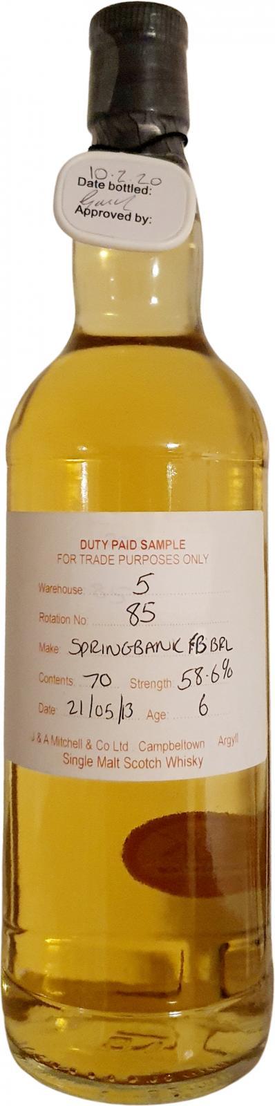 Springbank 2013 Duty paid sample - for trade purpose only
