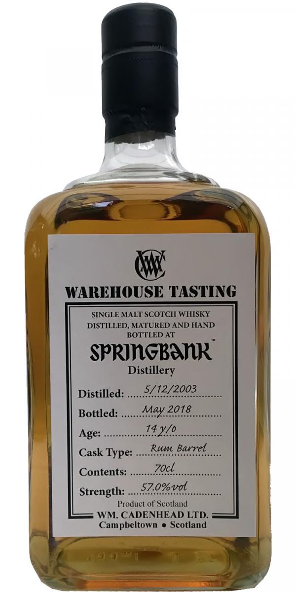 Springbank 2003 CA Warehouse Tasting