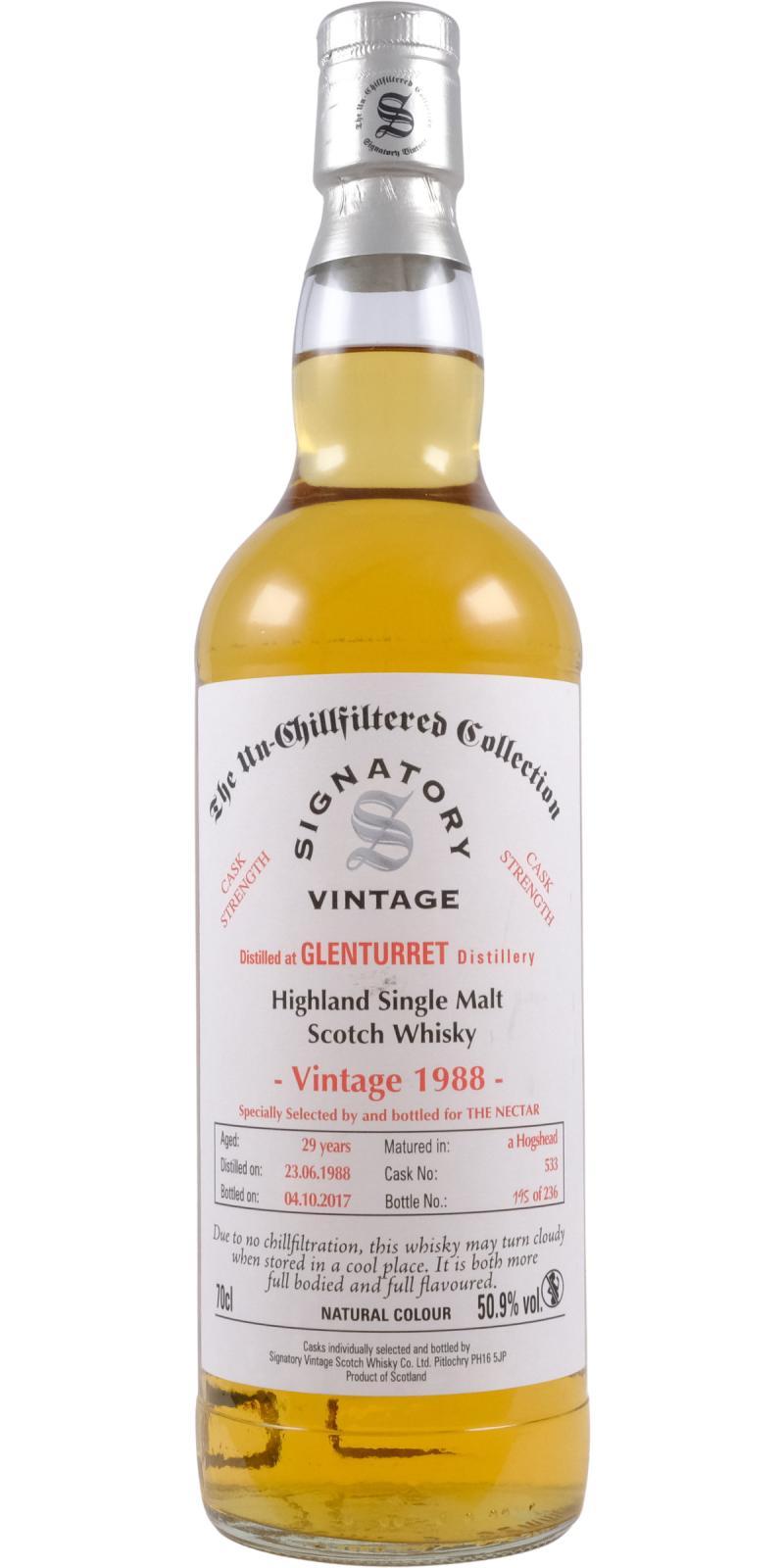 Glenturret 1988 SV  The Un-Chillfiltered Collection