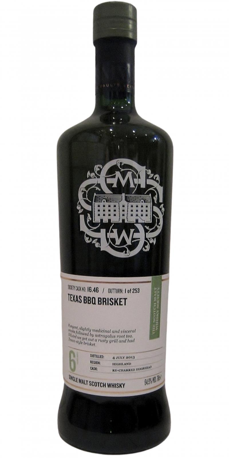 Glenturret 2013 SMWS 16.46  Texas BBQ brisket