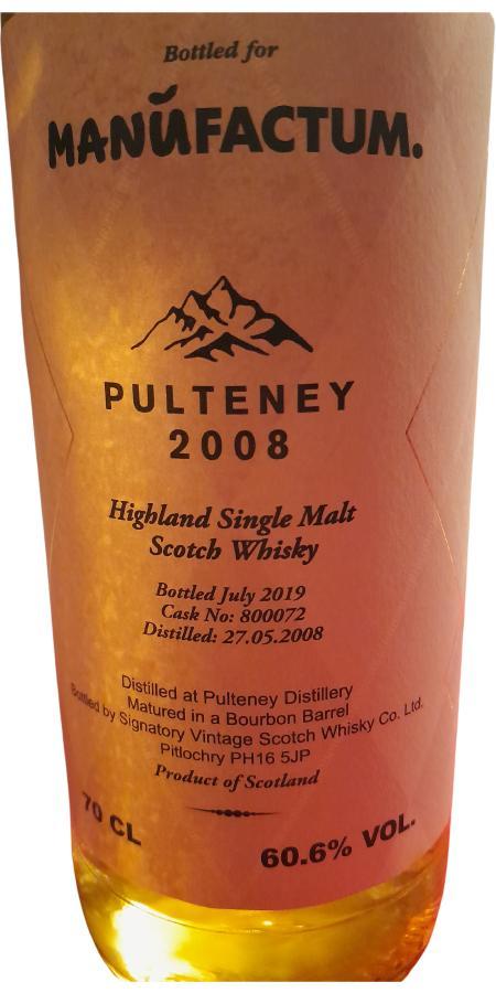 Old Pulteney 2008 SV  Bottled for Manufactum