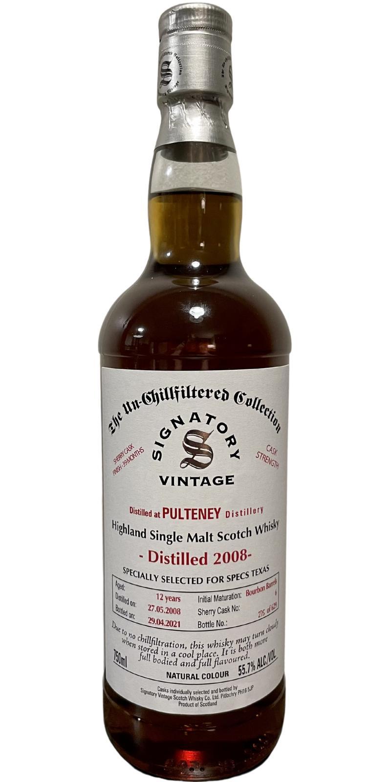 Old Pulteney 2008 SV  The Un-Chillfiltered Collection