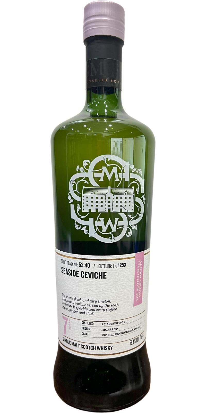 Old Pulteney 2013 SMWS 52.40  Seaside ceviche