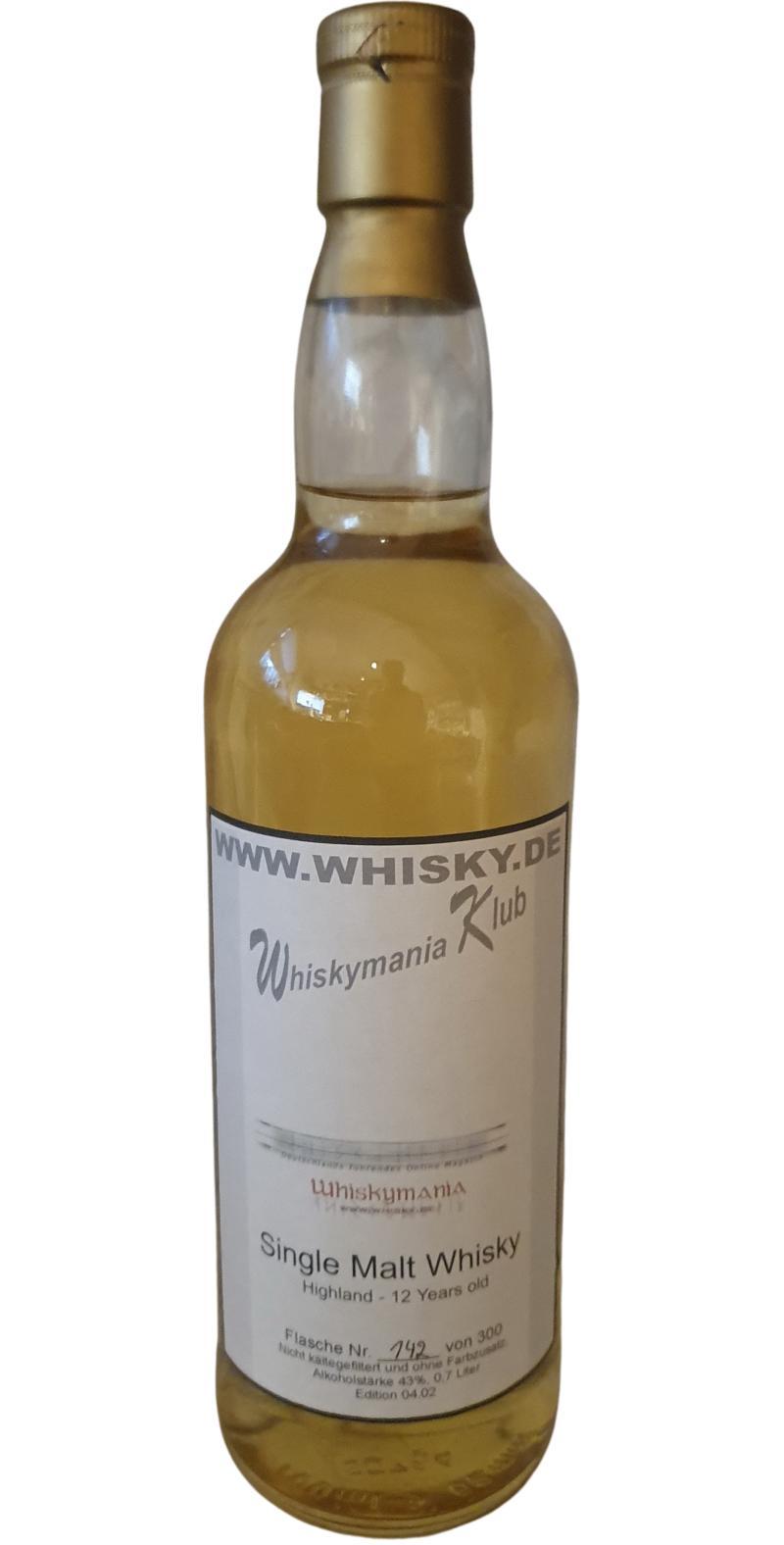 Whiskymania Klub 12-year-old - Highlands Wm.de  Edition 04/02