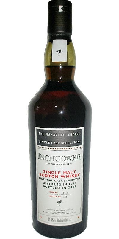 Inchgower 1993  The Managers' Choice