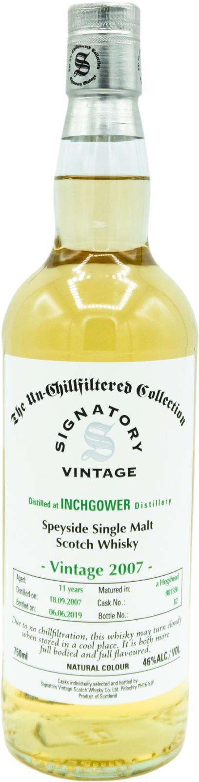 Inchgower 2007 SV  The Un-Chillfiltered Collection