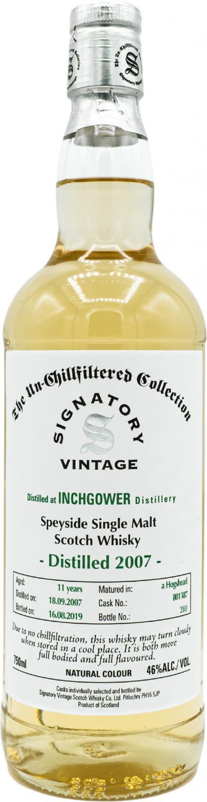 Inchgower 2007 SV  The Un-Chillfiltered Collection