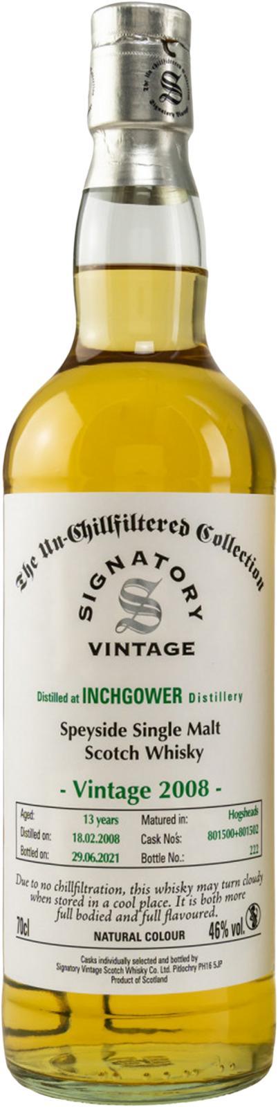 Inchgower 2008 SV  The Un-Chillfiltered Collection