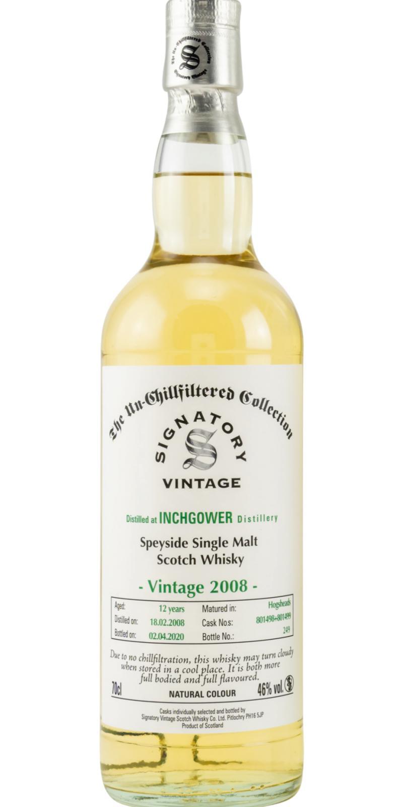 Inchgower 2008 SV  The Un-Chillfiltered Collection