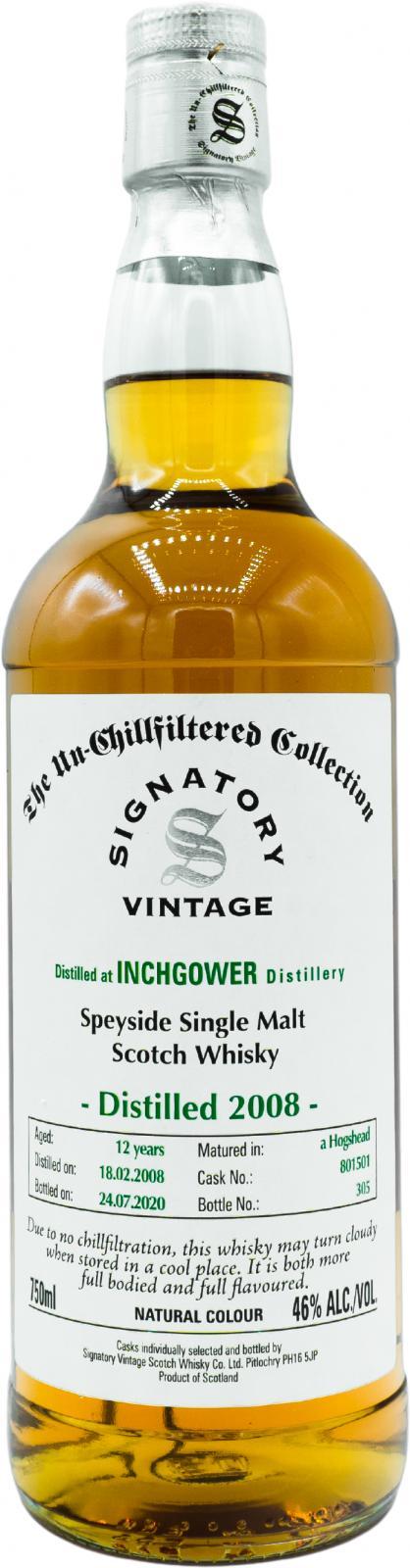 Inchgower 2008 SV  The Un-Chillfiltered Collection