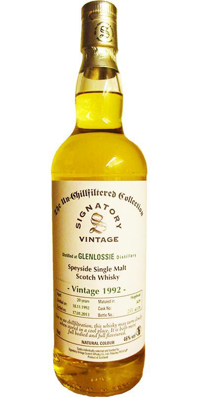 Glenlossie 1992 SV  The Un-Chillfiltered Collection