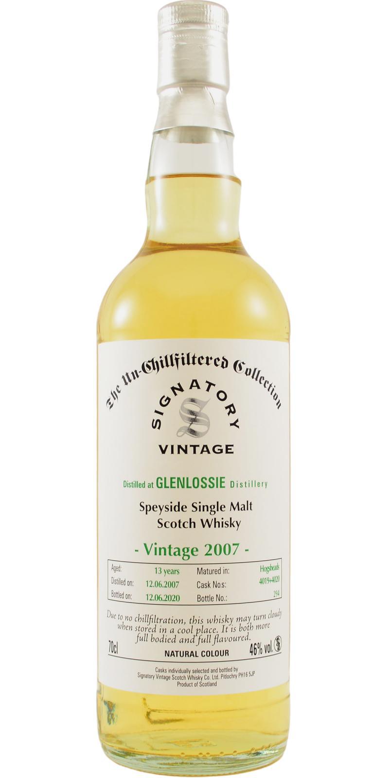 Glenlossie 2007 SV  The Un-Chillfiltered Collection