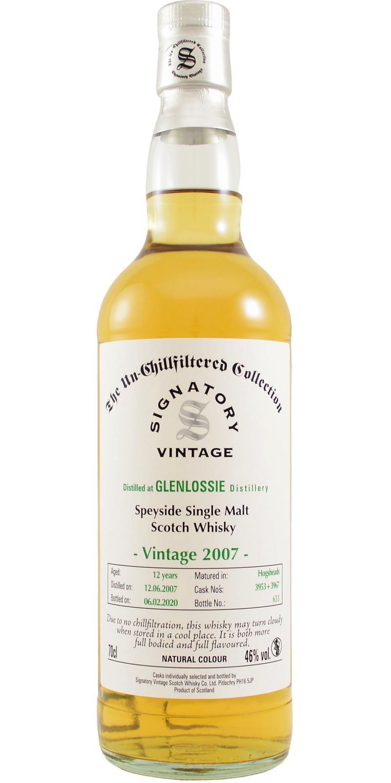 Glenlossie 2007 SV  The Un-Chillfiltered Collection