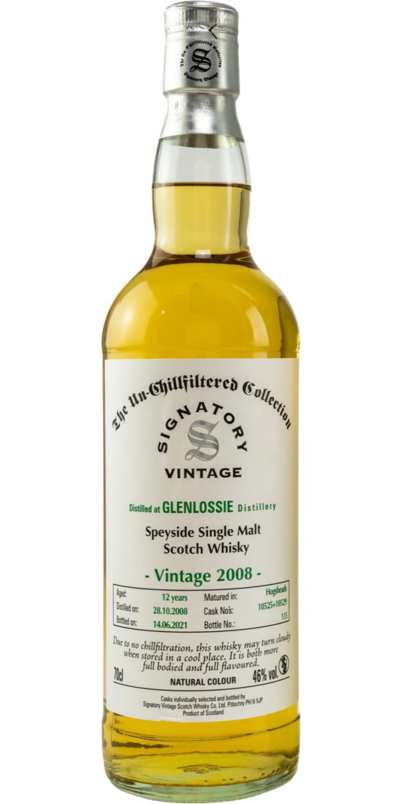 Glenlossie 2008 SV  The Un-Chillfiltered Collection