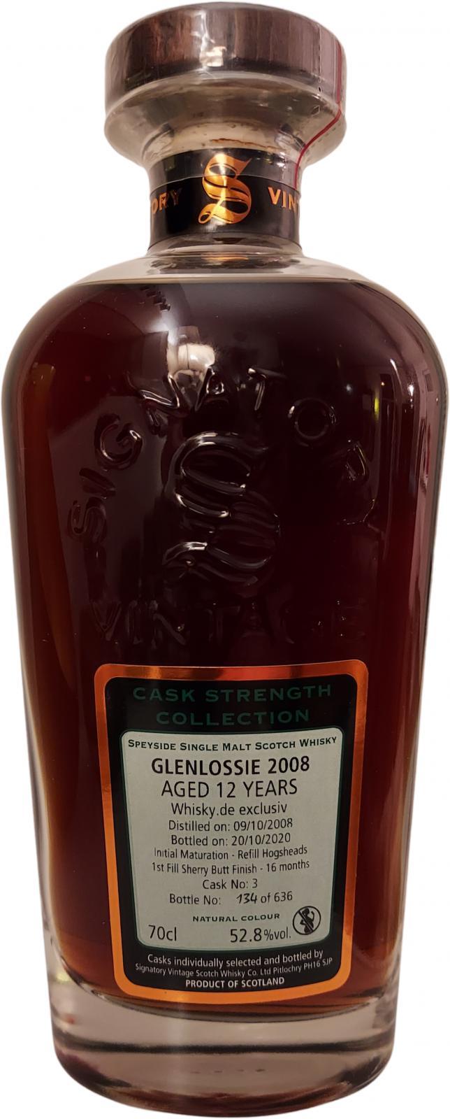 Glenlossie 2008 SV  Cask Strength Collection