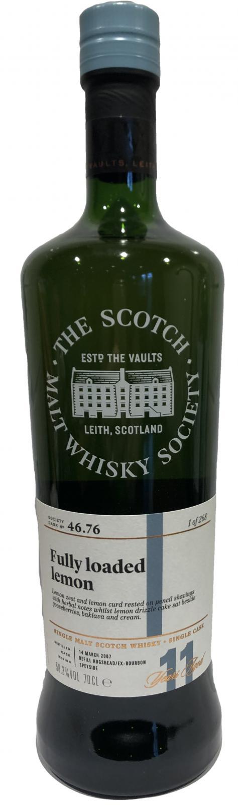 Glenlossie 2007 SMWS 46.76  Fully loaded lemon