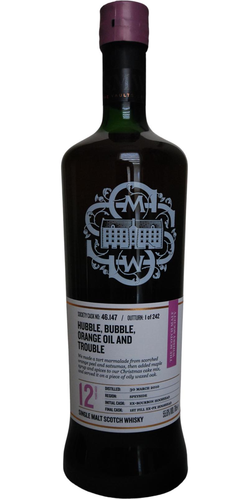 Glenlossie 2010 SMWS 46.147  Hubble, bubble, orange oil and trouble / Hubble bubble