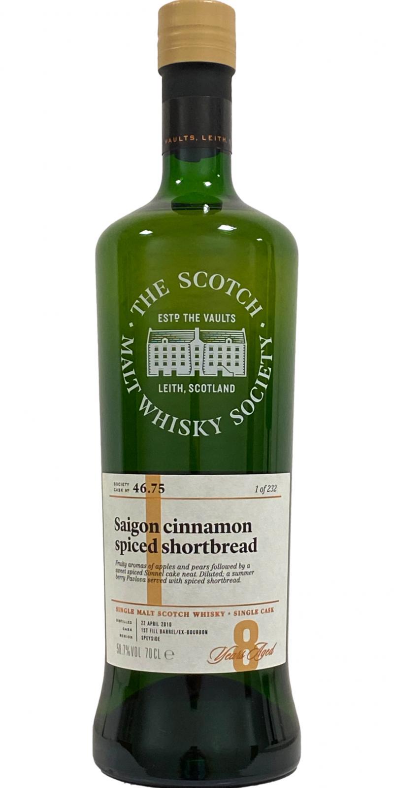 Glenlossie 2010 SMWS 46.75  Saigon cinnamon spiced shortbread