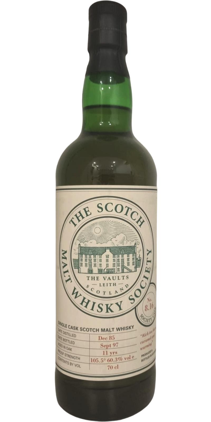 Tamdhu 1985 SMWS 8.16  Rich tea biscuit caramel and warming