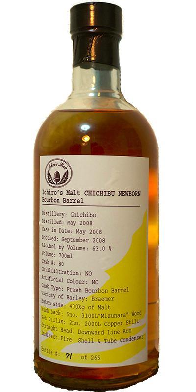 Chichibu 2008 Ichiro's Malt - Newborn - Bourbon Barrel