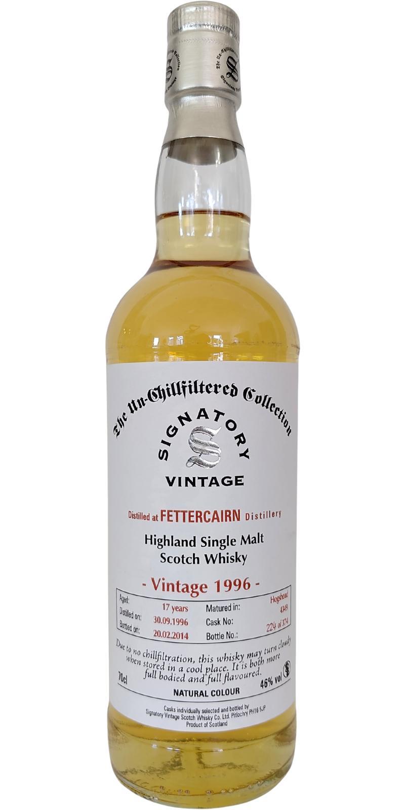 Fettercairn 1996 SV  The Un-Chillfiltered Collection