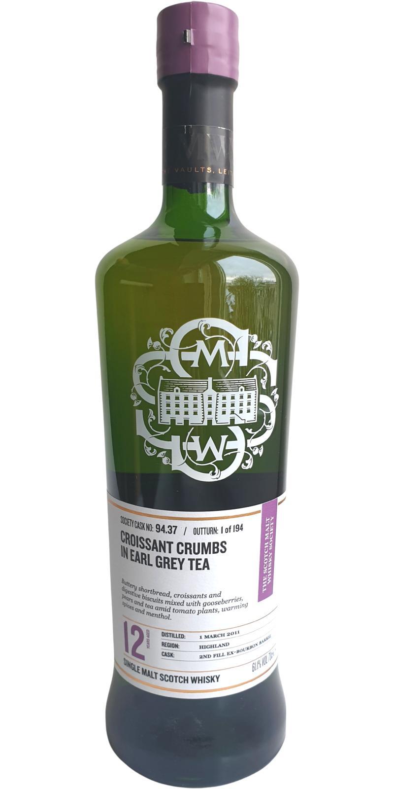 Fettercairn 2011 SMWS 94.37  Croissant crumbs in Earl Grey tea