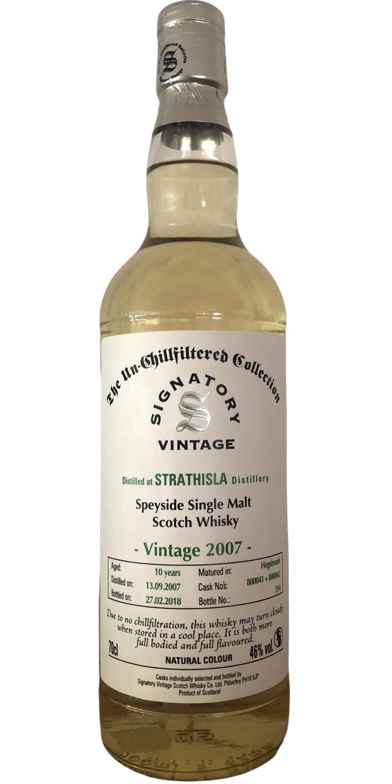 Strathisla 2007 SV  The Un-Chillfiltered Collection