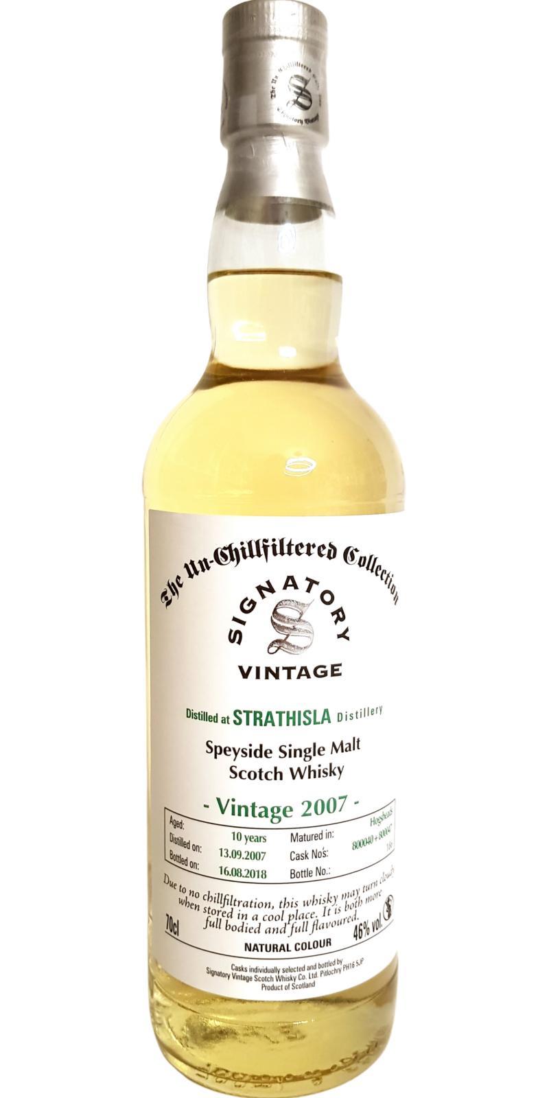 Strathisla 2007 SV  The Un-Chillfiltered Collection