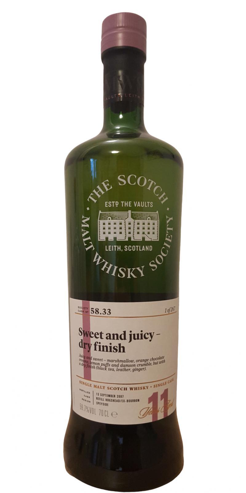 Strathisla 2007 SMWS 58.33  Sweet and juicy - dry finish