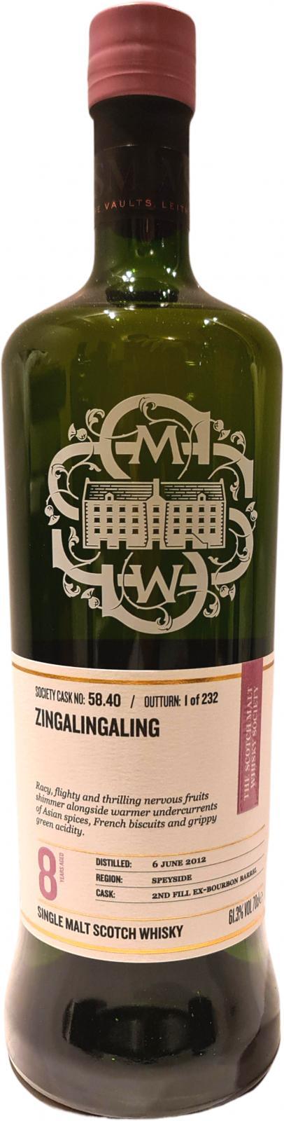 Strathisla 2012 SMWS 58.40  Zingalingaling