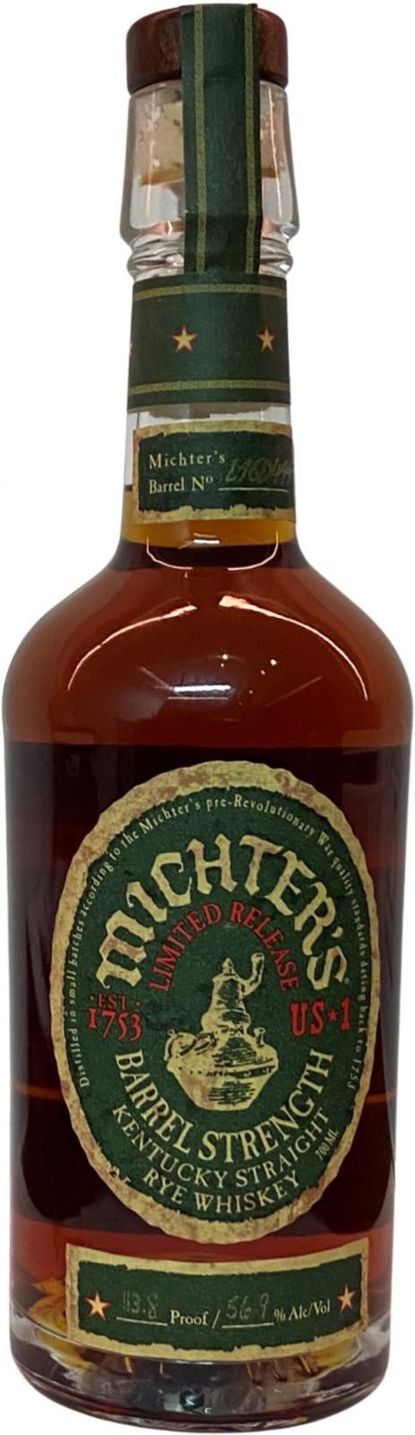 Michter's US*1 Barrel Strength Rye Limited Release
