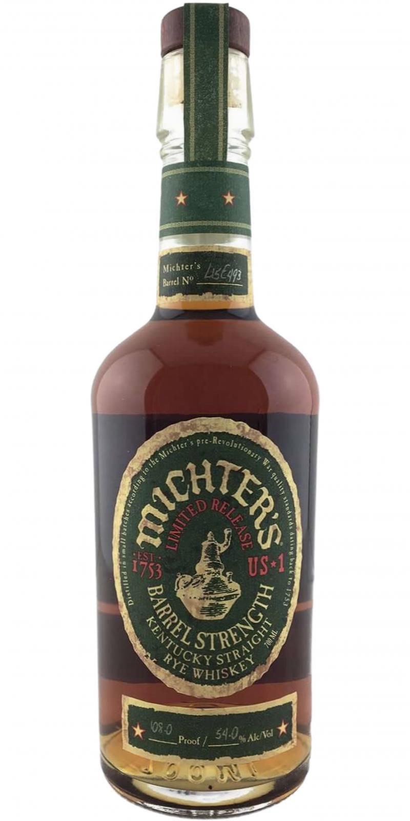 Michter's US*1 Barrel Strength Rye Limited Release