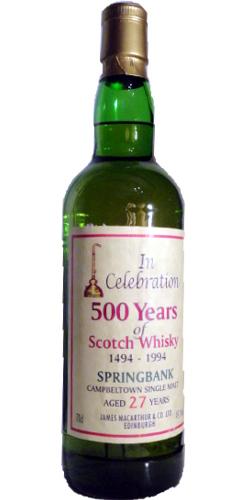 Springbank 27-year-old JM In Celebration 500 Years of Scotch Whisky 1494 - 1994