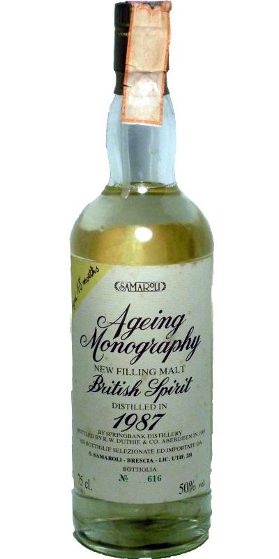 Springbank 1987 Sa Ageing Monography - 18 Months