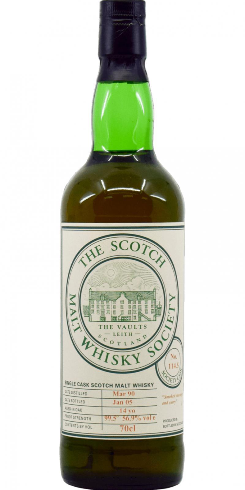 Longrow 1990 SMWS 114.5 Smoked sausages and curry