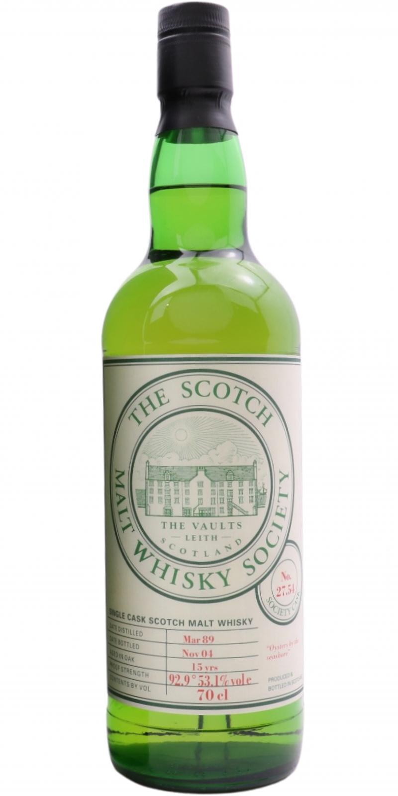 Springbank 1989 SMWS 27.54 Oysters by the seashore