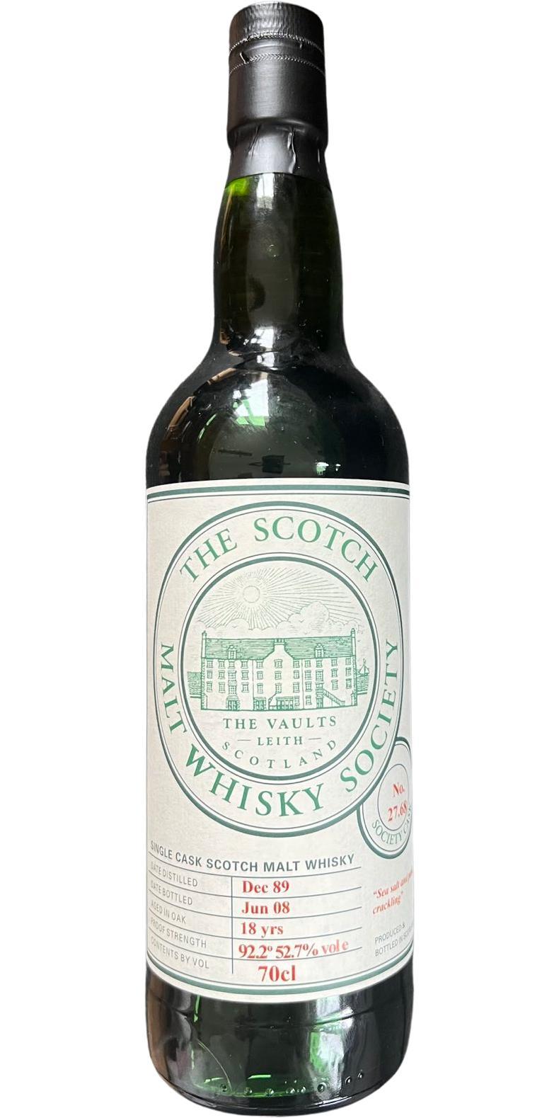 Springbank 1989 SMWS 27.68 Sea salt and pork crackling