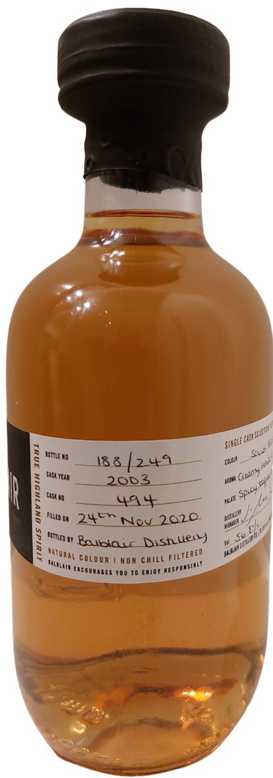 Balblair 2003 Exclusive Hand Bottling