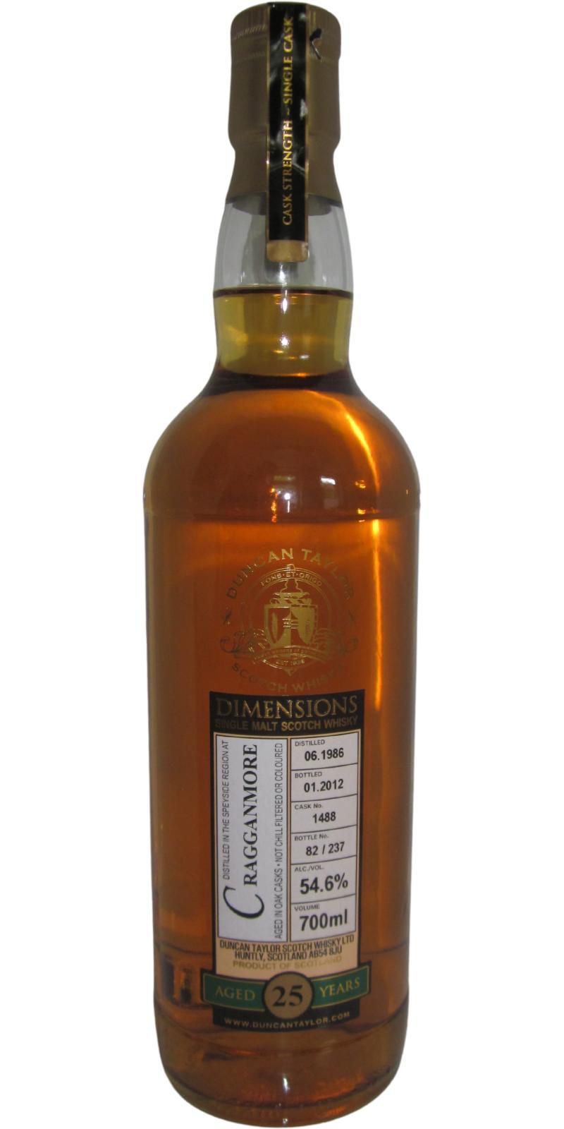 Cragganmore 1986 DT  Dimensions