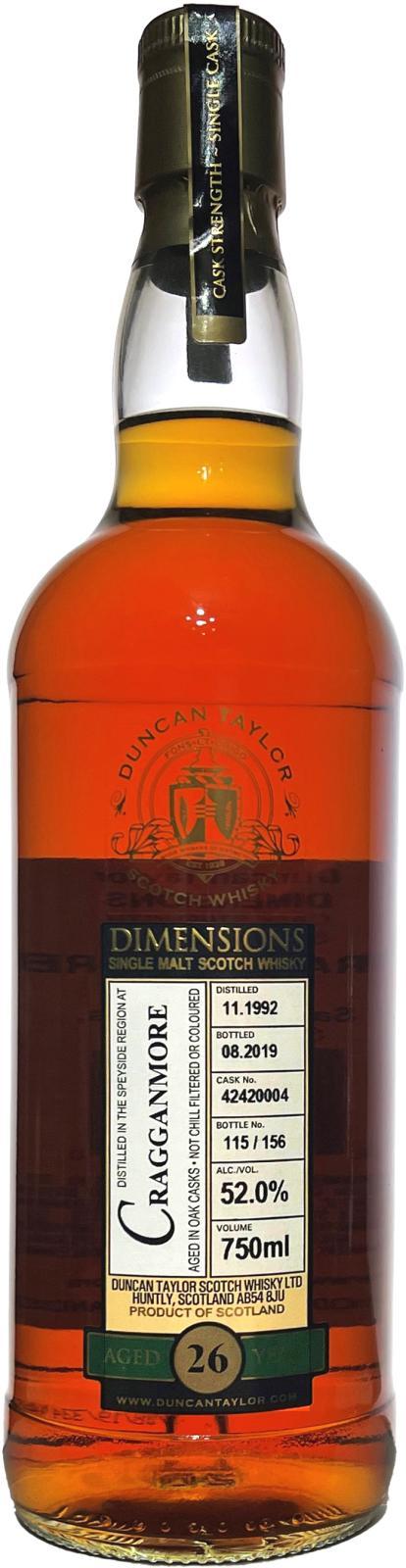 Cragganmore 1992 DT  Dimensions