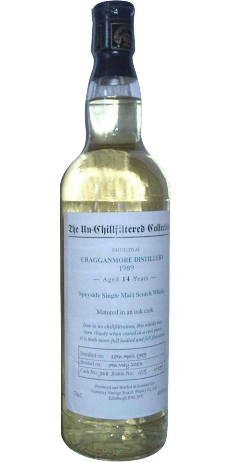 Cragganmore 1989 SV  The Un-Chillfiltered Collection