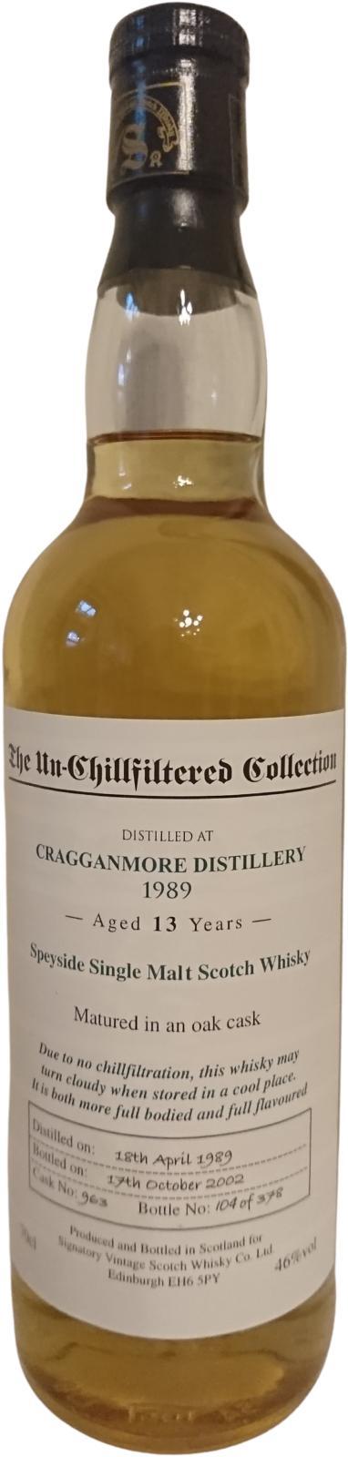 Cragganmore 1989 SV  The Un-Chillfiltered Collection