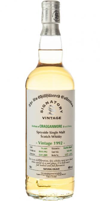Cragganmore 1992 SV  The Un-Chillfiltered Collection