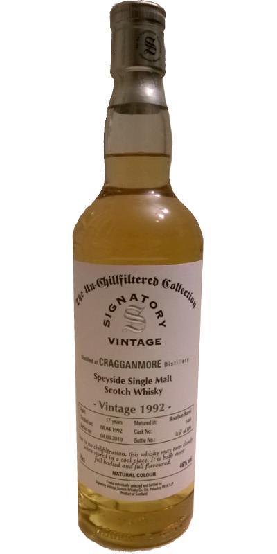 Cragganmore 1992 SV  The Un-Chillfiltered Collection
