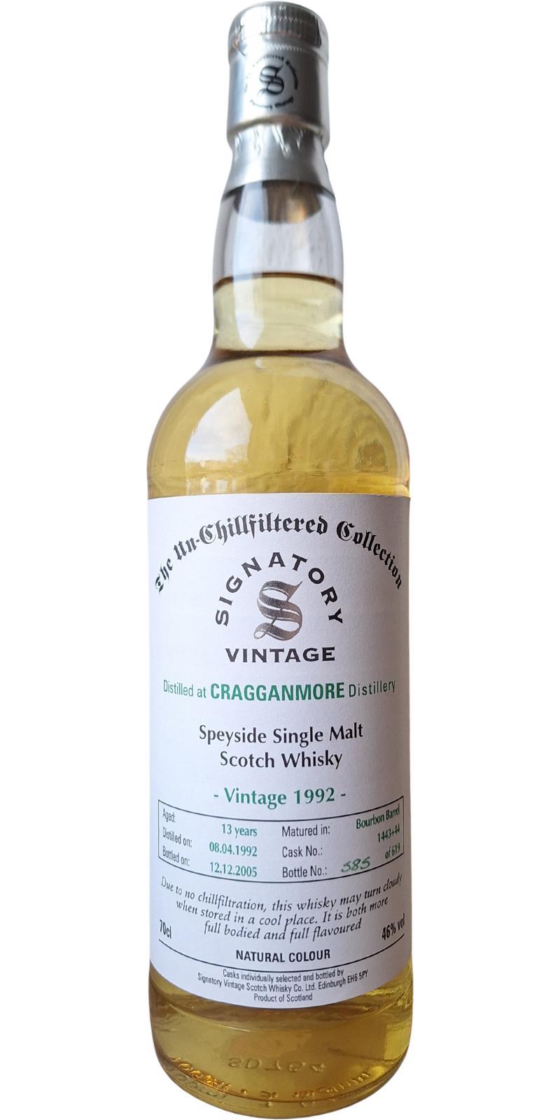 Cragganmore 1992 SV  The Un-Chillfiltered Collection