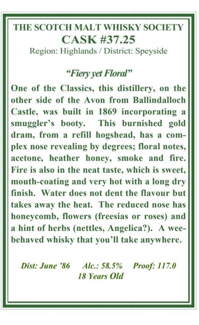 Cragganmore 1986 SMWS 37.25  Fiery yet floral