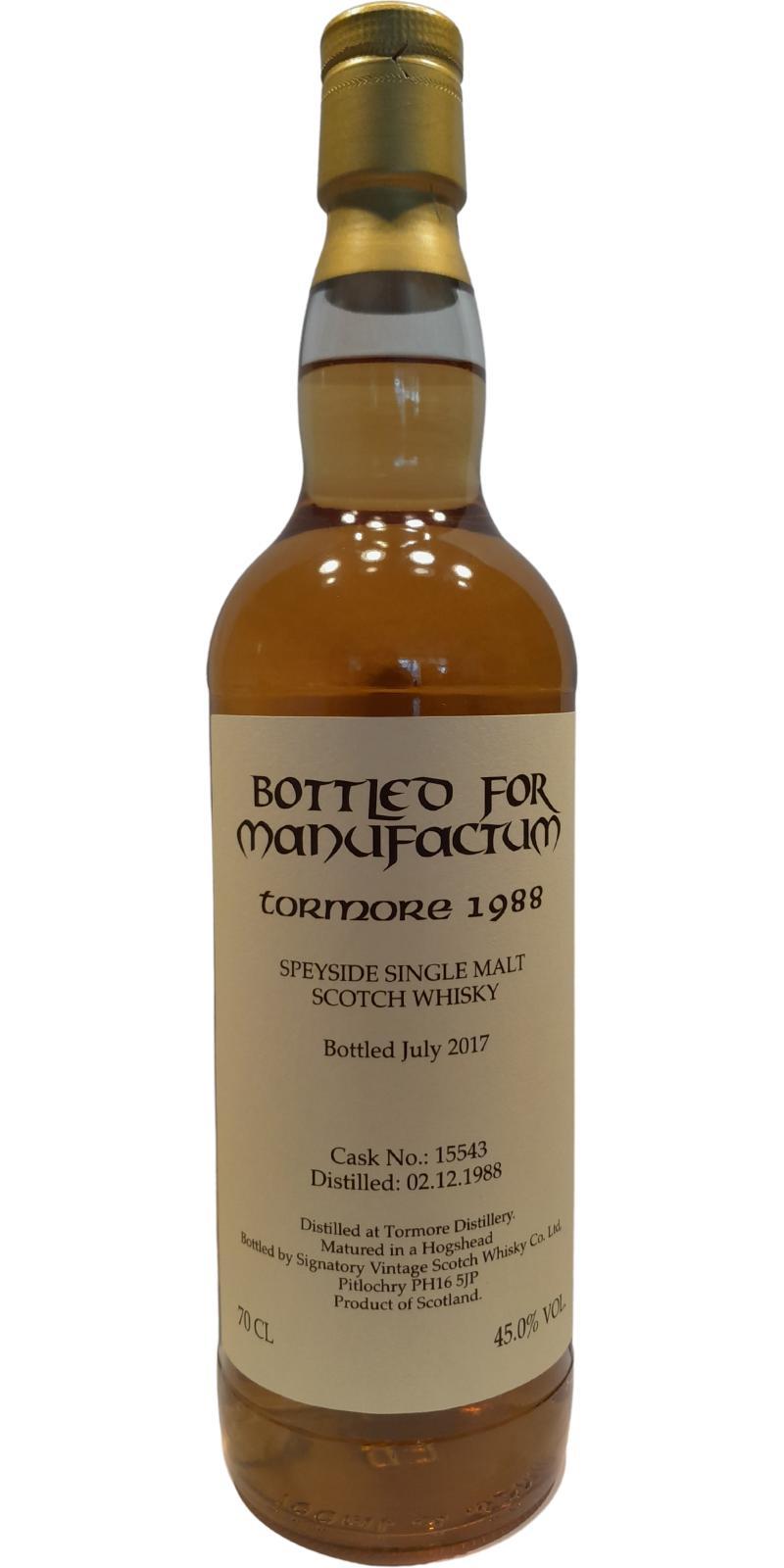 Tormore 1988 SV  Bottled for Manufactum