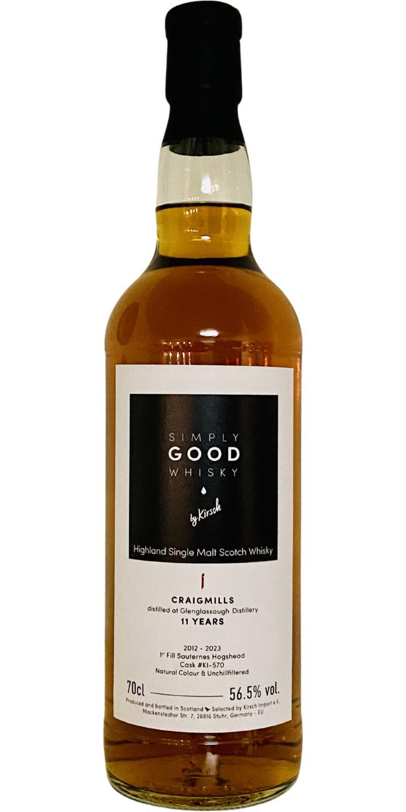 Craigmills 2012 KI  Simply Good Whisky