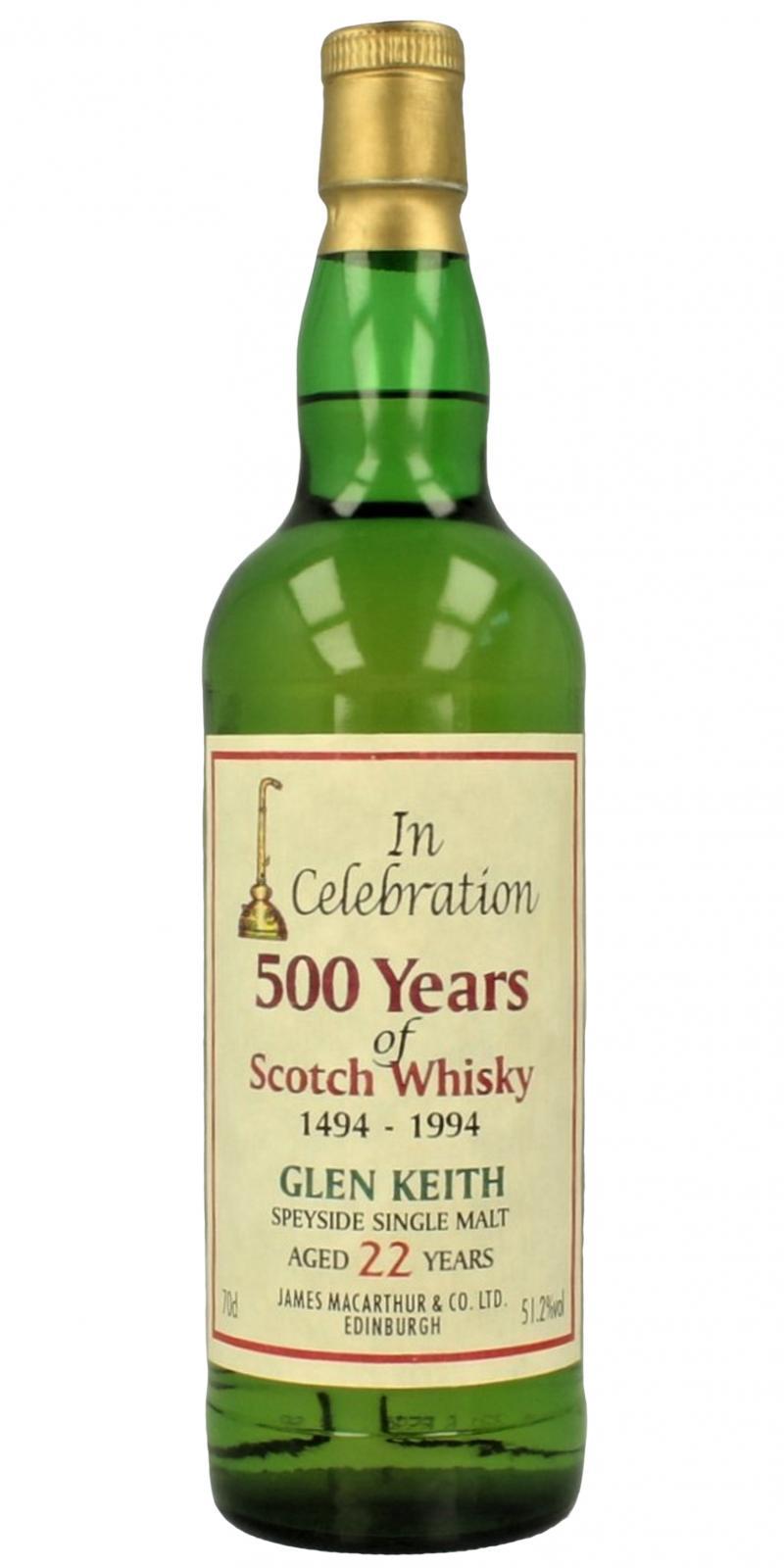 Glen Keith 22-year-old JM  In Celebration 500 Years of Scotch Whisky 1494 - 1994