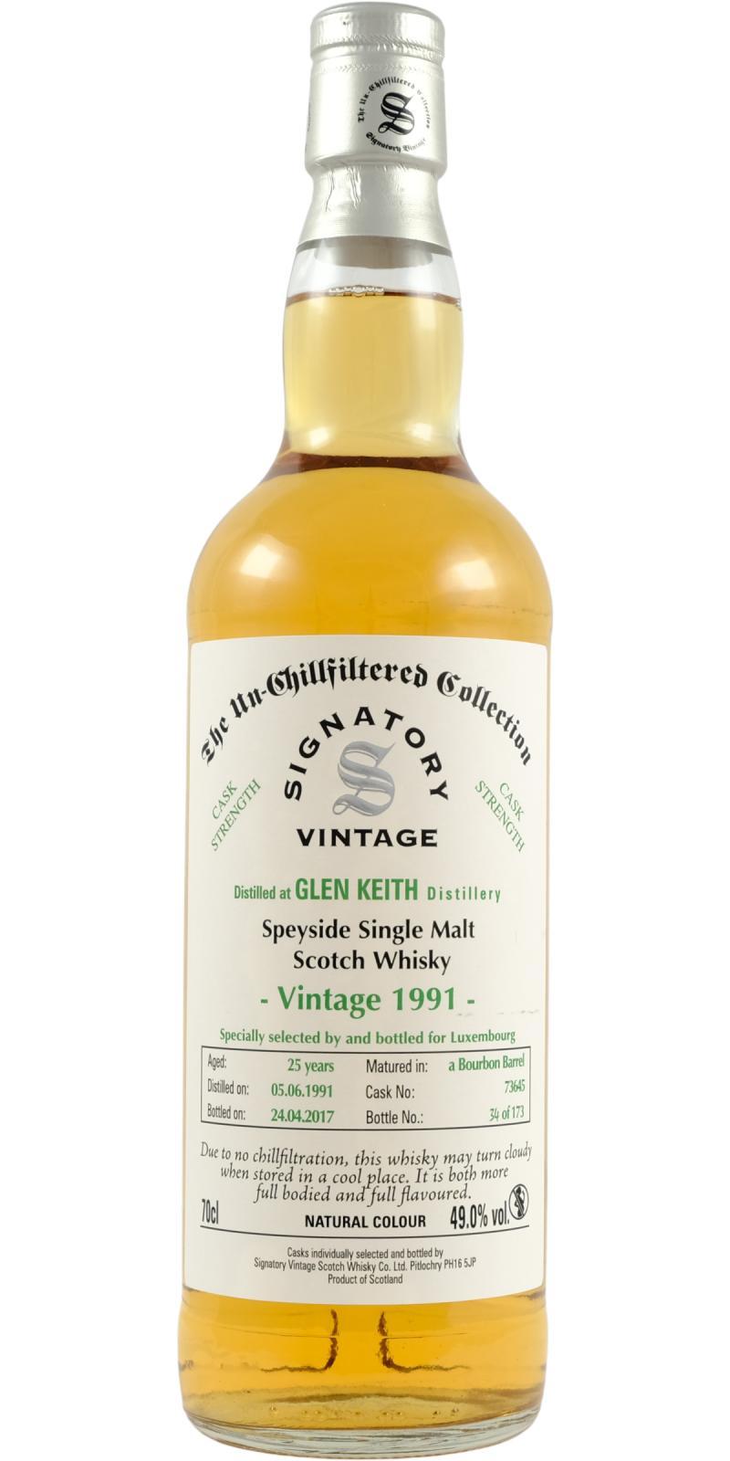 Glen Keith 1991 SV  The Un-Chillfiltered Collection - Cask Strength